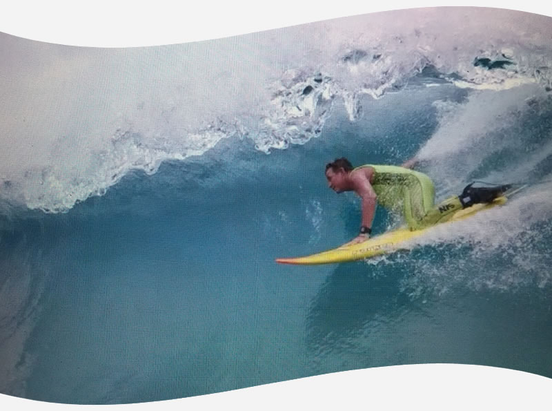 Athlete surfing a wave